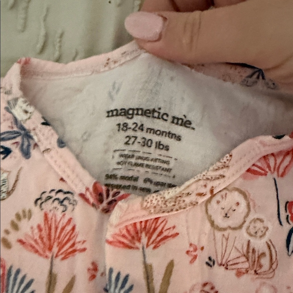 Magnetic Me Pink Floral Kids Footie - Picture 2 of 2